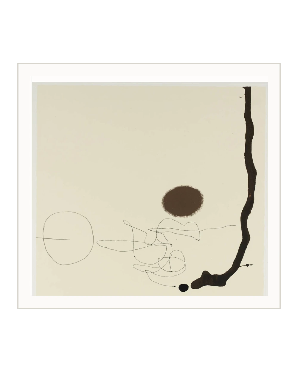 Sparse cream ground work representing the Minimalist curatorial route